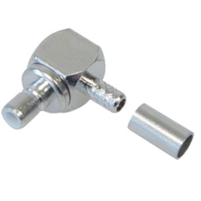 SMB (v) haakse krimp connector voor RG-174