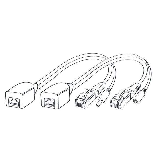 Passieve Power over Ethernet (PoE) adapter kit - RJ45 + DC 5,5 x 2,1 mm / wit - 0,15 meter