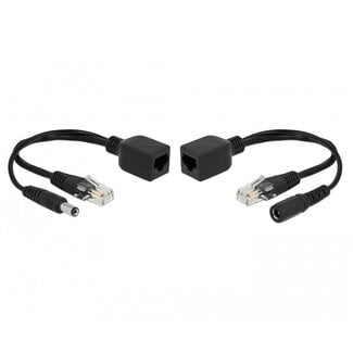 DeLOCK Passieve Power over Ethernet (PoE) adapter kit - RJ45 + DC 5,5 x 2,5 mm / zwart - 0,20 meter