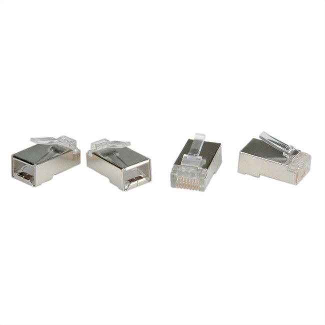 RJ45 krimp connectoren (STP) voor CAT6 netwerkkabel (vast/flexibel) - 10 stuks
