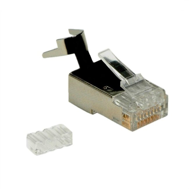RJ45 krimp connectoren (STP) voor CAT6 netwerkkabel (vast/flexibel) - 10 stuks (2-delig)