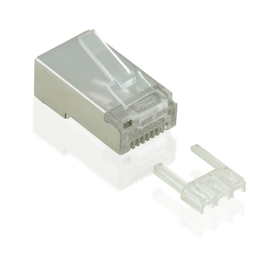 RJ45 krimp connectoren (STP) voor CAT6/6a netwerkkabel (vast/flexibel) - 10 stuks (2-delig)