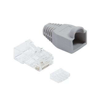 LogiLink RJ45 krimp connectoren (UTP) voor CAT6 netwerkkabel (flexibel) - 100 stuks (incl. huls) / grijs