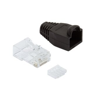 LogiLink RJ45 krimp connectoren (UTP) voor CAT6 netwerkkabel (flexibel) - 100 stuks (incl. huls) / zwart
