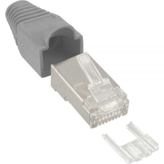 InLine RJ45 krimp connectoren (STP) voor CAT6 netwerkkabel (flexibel) - 10 stuks (3-delig) / grijs