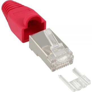 InLine RJ45 krimp connectoren (STP) voor CAT6 netwerkkabel (flexibel) - 10 stuks (3-delig) / rood
