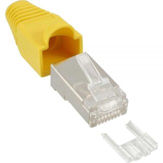 InLine RJ45 krimp connectoren (STP) voor CAT6 netwerkkabel (flexibel) - 10 stuks (3-delig) / geel
