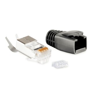 S-Impuls RJ45 krimp connector (STP) voor CAT6/6a/7/7a netwerkkabel (vast/flexibel) - per stuk (3-delig) / zwart