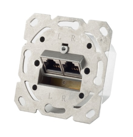 Premium CAT6a Gigabit netwerk inbouw wandcontactdoos met 2 RJ45 poorten - afgeschermd