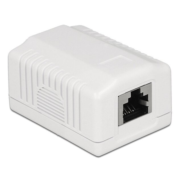 CAT6a Gigabit netwerk uitvoerdoos/montagedoos met 1 RJ45 poort - afgeschermd / wit