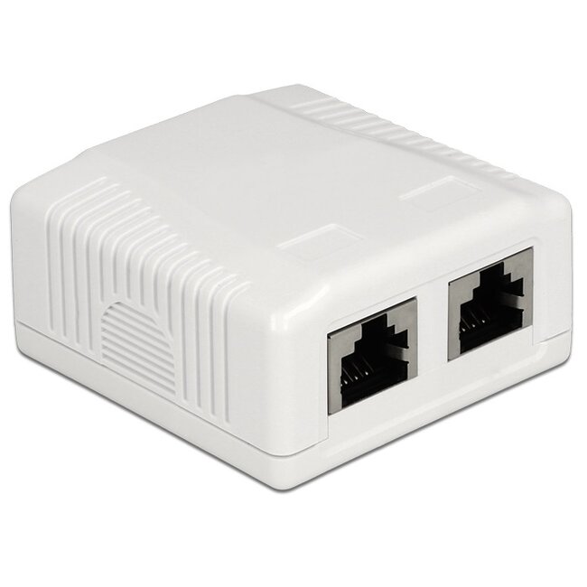 CAT6a Gigabit netwerk uitvoerdoos/montagedoos met 2 RJ45 poorten - afgeschermd / wit