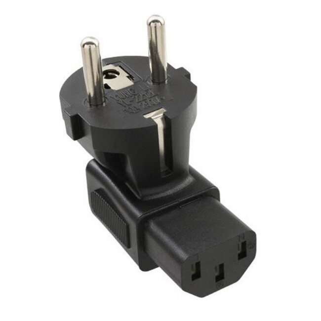 C13 - CEE 7/7 haakse stroomadapter / zwart