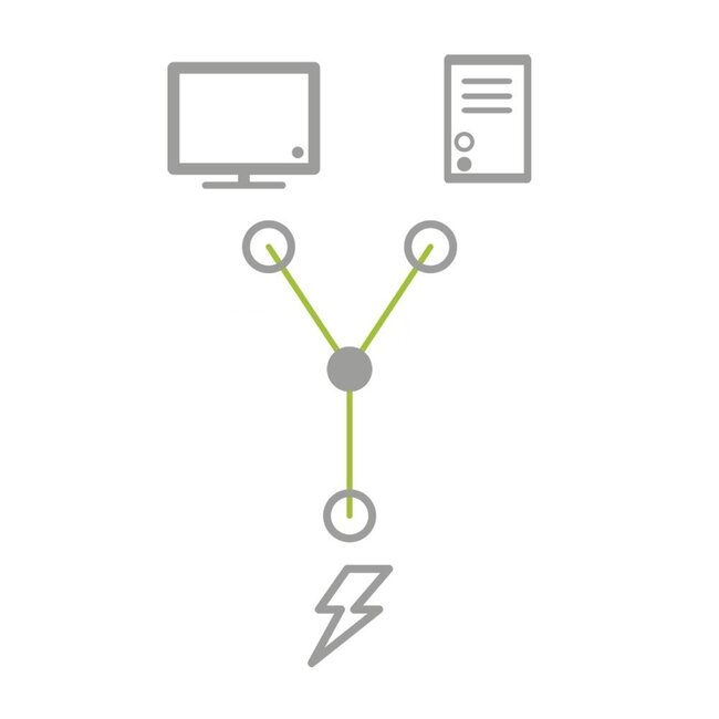 2x C13 - CEE 7/7 (haaks) Y-stroomkabel - 1,20m + 2x 0,80m - 3x 1,00mm / zwart - 2 meter