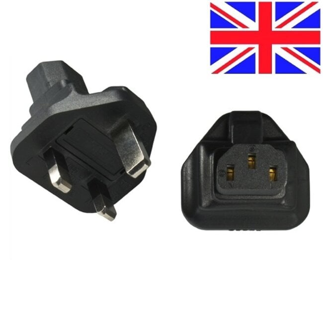 Stroom adapter C13 (v) - Britse (type G) stekker (m) / zwart