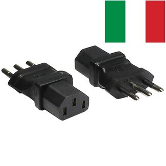 DINIC Stroom adapter C13 (v) - Italiaanse (type L) stekker (m) / zwart