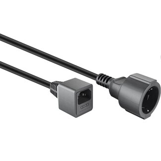 Goobay C14 - CEE 7/3 stroomkabel voor UPS/PDU - incl. 10A zekering - 3x 1,00mm / zwart - 0,20 meter