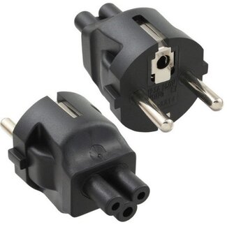 DINIC Stroom adapter C5 (v) - Schuko CEE 7/7 (m) / zwart