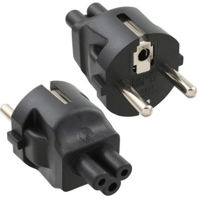 Stroom adapter C5 (v) - Schuko CEE 7/7 (m) / zwart