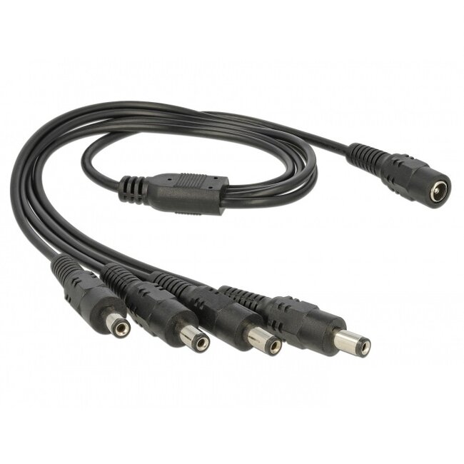 DC plug (v) - 4x DC plug (m) splitter - 5,5mm x 2,1mm - max. 24V/5A / zwart - 0,50 meter