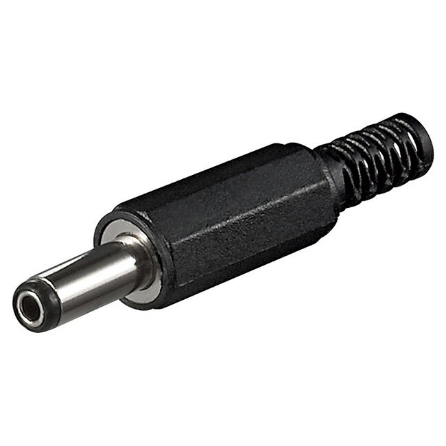 DC connector recht extra lang - 5,0 x 2,1 mm - soldeerbaar / zwart