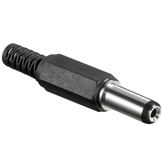 Goobay DC (m) connector recht extra lang - 5,5 x 2,1 mm - soldeerbaar / zwart