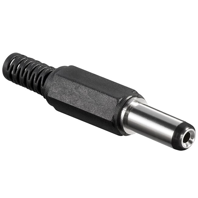 DC (m) connector recht extra lang - 5,5 x 2,1 mm - soldeerbaar / zwart