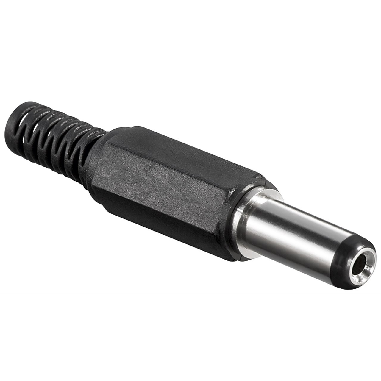 Soldeerbare DC plug 2,1 x 5,5 (14mm lang) met knikbeschermer