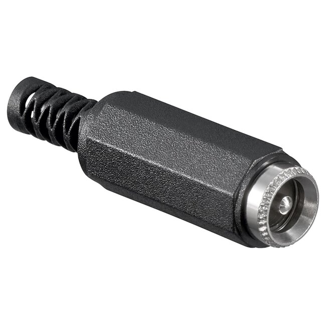 DC (v) connector recht - 5,0 x 2,1 mm / 5,5 x 2,1 mm - soldeerbaar / zwart