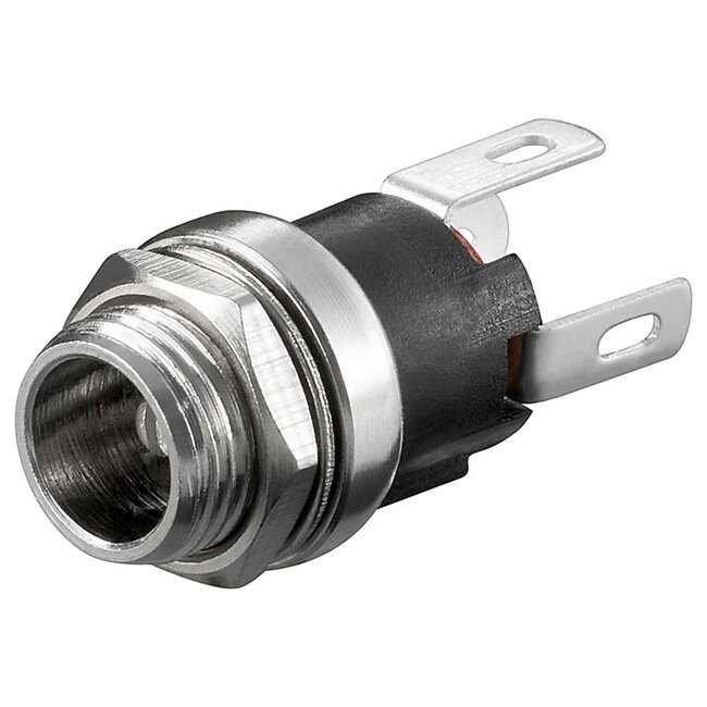 Soldeerbare vrouwelijke DC inbouw-connector 2,1mm voor paneelmontage - gesloten circuit