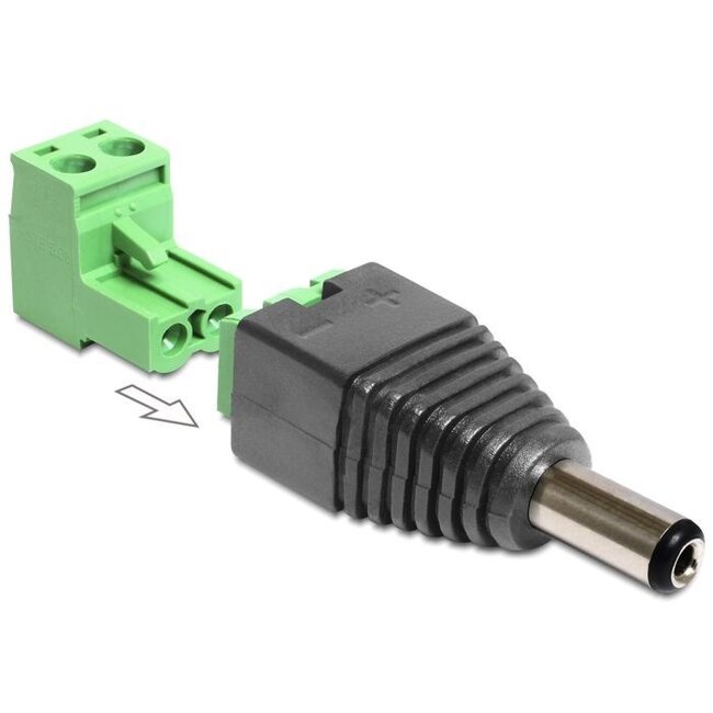 DC voeding schroef-connector (m) 2,5mm x 5,5mm - tweedelig