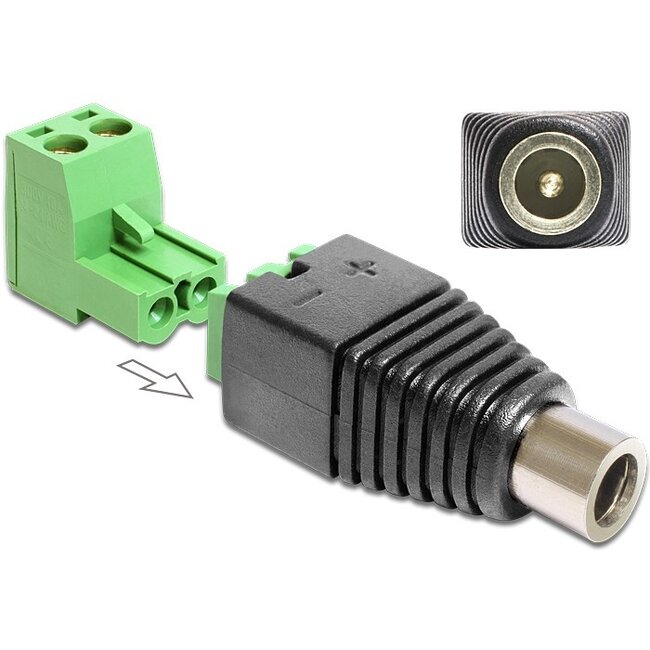 DC voeding schroef-connector (v) 2,5mm x 5,5mm - tweedelig