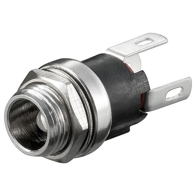 Soldeerbare vrouwelijke DC inbouw-connector 2,5mm voor paneelmontage - gesloten circuit