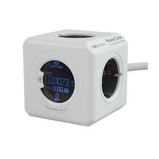 Allocacoc PowerCube Extended Monitor 4-voudige stekkerdoos met energieverbruiksmeter - 1,5 meter