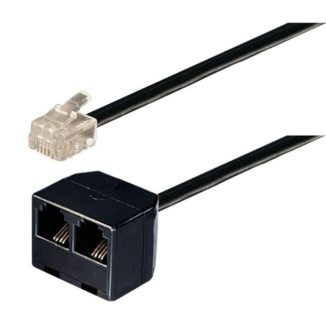 RJ11 (m) - 2x RJ11 (v) telefoon splitter kabel / zwart - 3 meter