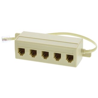 Nedis RJ11 (m) - 5x RJ11 (v) telefoon splitter / ivoor - 0,20 meter