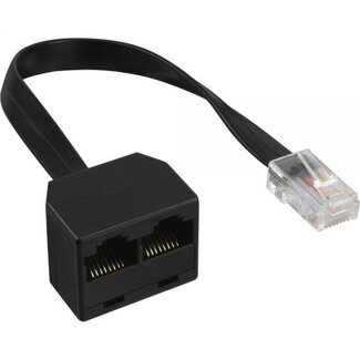 S-Impuls RJ45 - RJ45 4-aderige ISDN telefoon splitter / zwart - 0,10 meter