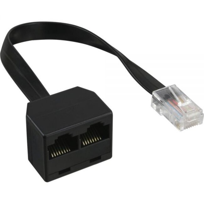 RJ45 - RJ45 4-aderige ISDN telefoon splitter / zwart - 0,10 meter