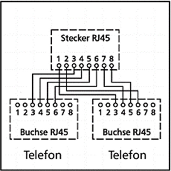 ISDN splitter - 1x RJ45 (m) - 2x RJ45 (v) - versie 1 - 0,15 meter