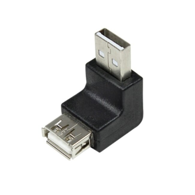USB naar USB adapter / haaks naar beneden - USB2.0 / zwart