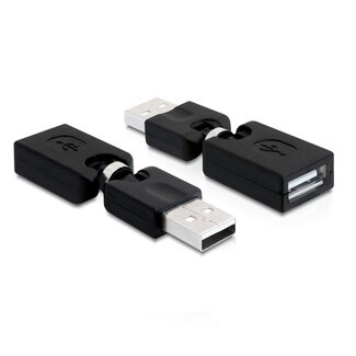DeLOCK USB naar USB adapter - volledig bedekt / 360° draaibaar - USB2.0 / zwart