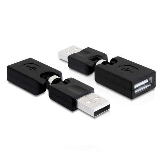 USB naar USB adapter - volledig bedekt / 360° draaibaar - USB2.0 / zwart