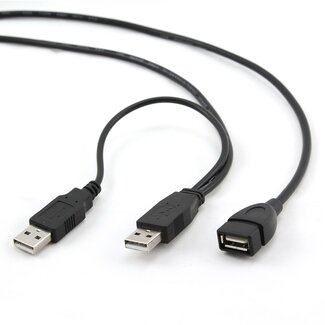 Cablexpert USB naar USB Y-kabel - USB2.0 - tot 0,5A / zwart - 0,90 meter