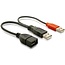 USB naar USB Y-adapter - USB2.0 - tot 2A / zwart - 0,20 meter