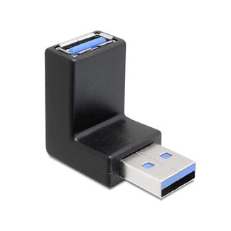 DeLOCK USB-A (m) - USB-A (v) haakse adapter - haaks naar beneden - USB3.0 / zwart