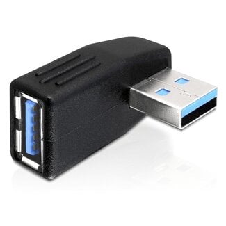 DeLOCK USB-A (m) - USB-A (v) haakse adapter - haaks naar links - USB3.0 / zwart