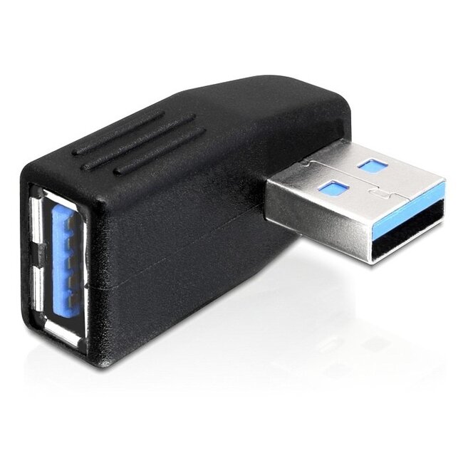 USB-A (m) - USB-A (v) haakse adapter - haaks naar links - USB3.0 / zwart