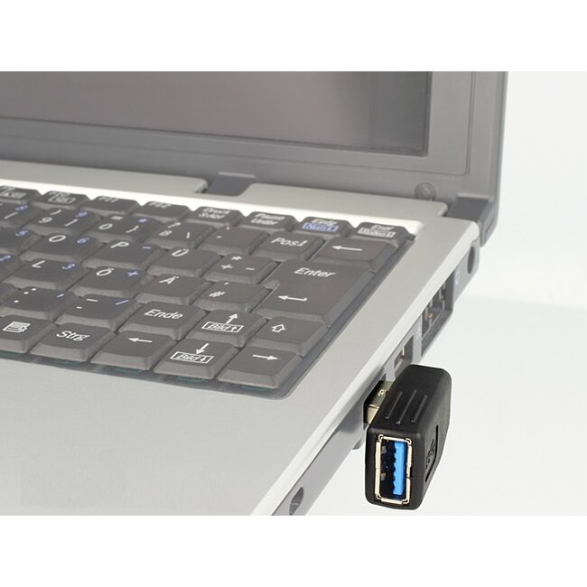 USB-A (m) - USB-A (v) haakse adapter - haaks naar links - USB3.0 / zwart