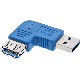 InLine USB-A (m) - USB-A (v) haakse adapter - haaks naar links - USB3.0 / blauw