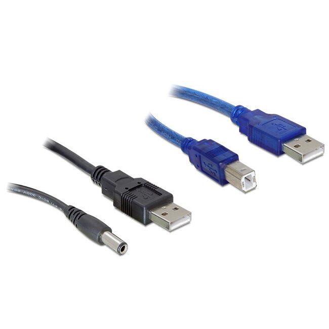 2x USB naar USB-B / DC kabel - USB2.0 - 0,30 meter