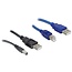 2x USB naar USB-B / DC kabel - USB2.0 - 0,30 meter